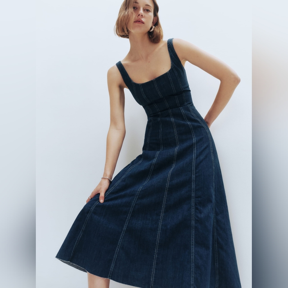 Reformation Amory Denim Midi Dress